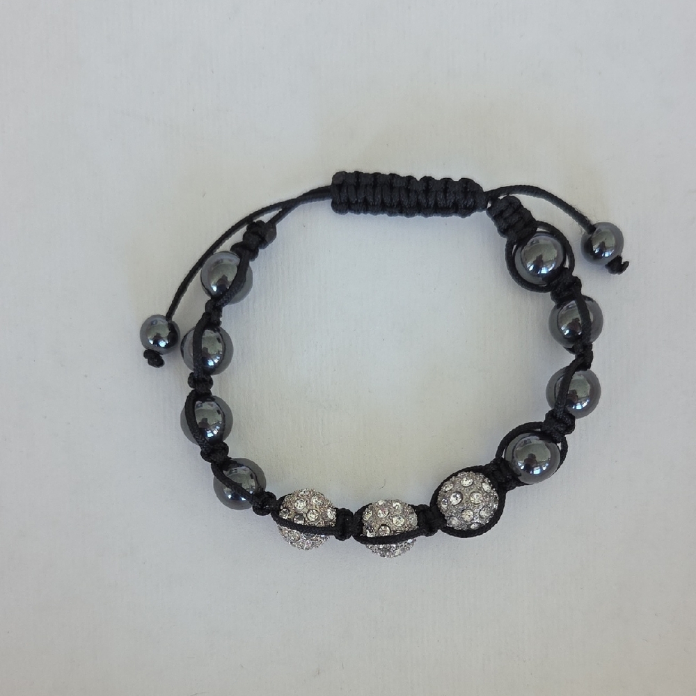 Black and Silver Beaded Bracelet